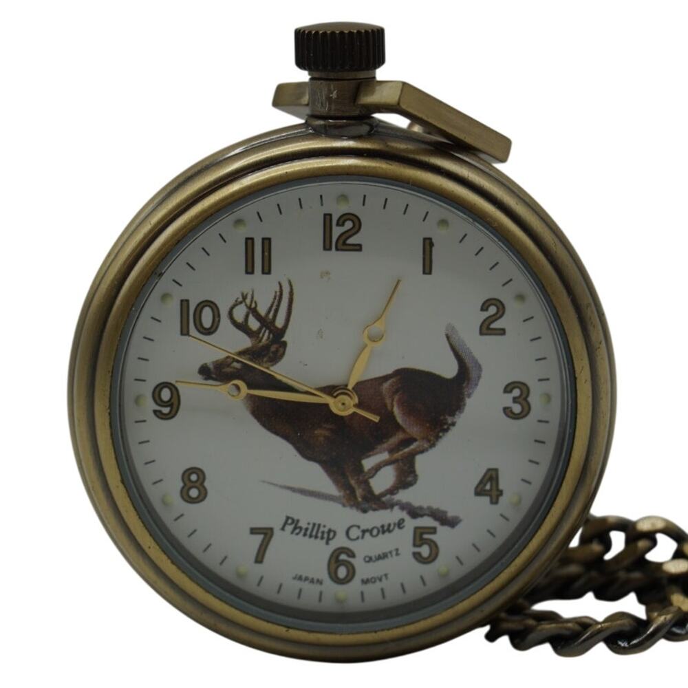Majesti Phillip Crowe Signature Series Pocket Watch Buck Deer Design